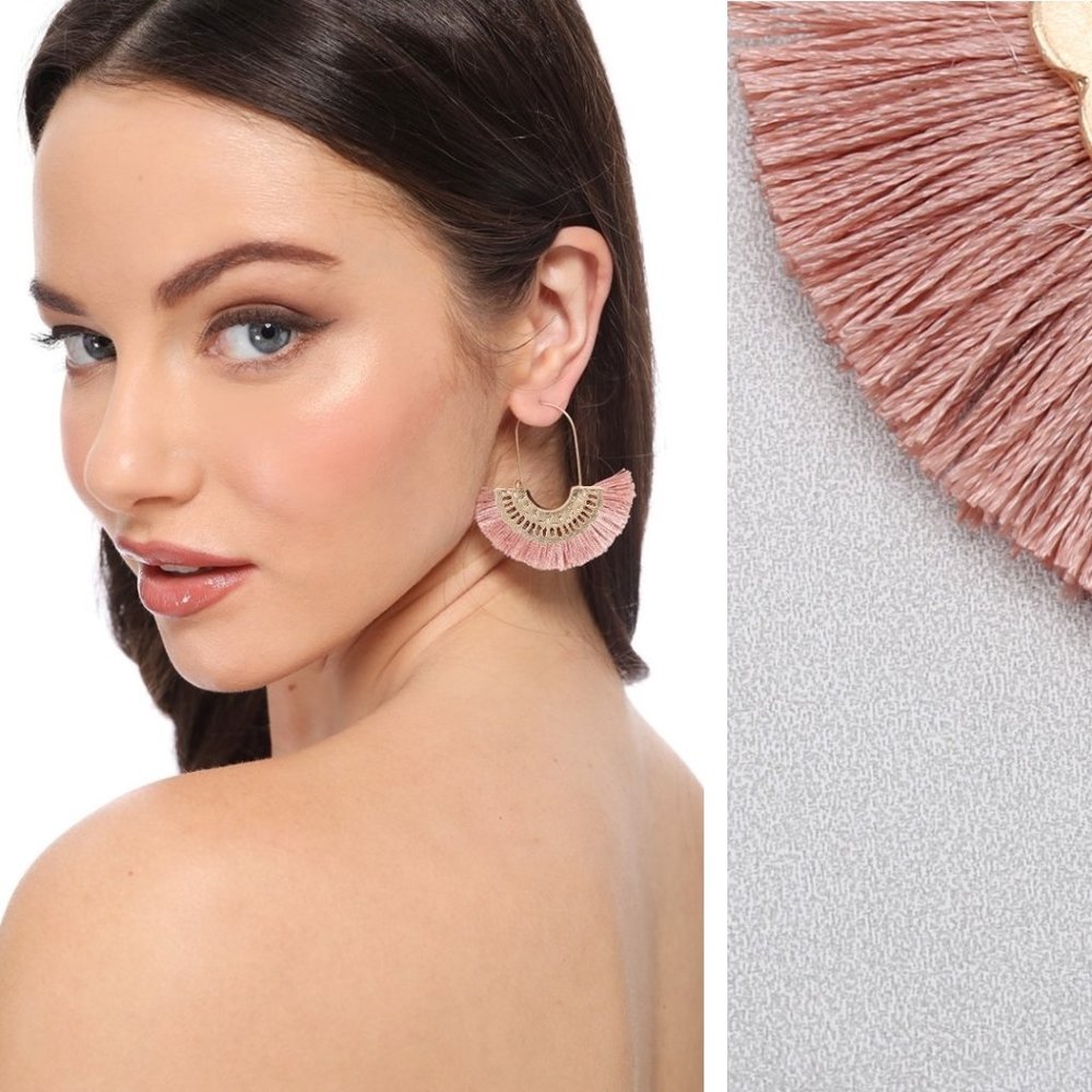 Fanned Tassel Scalloped Hoop Earring